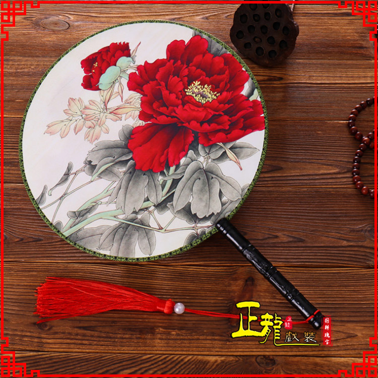 榕江古典中国风团扇空白扇跳舞蹈扇 真丝宫扇